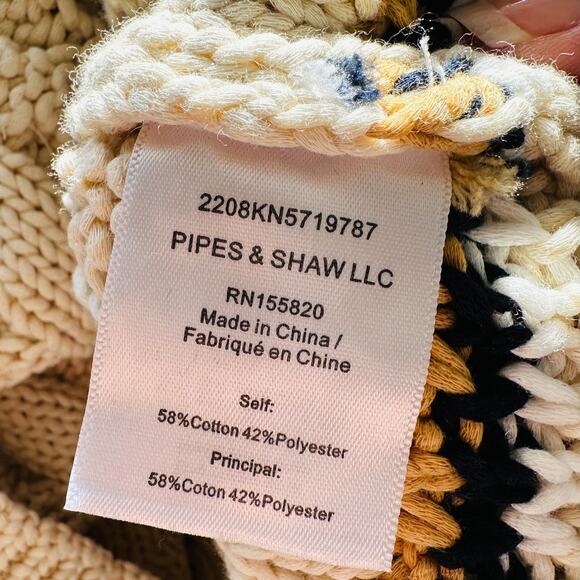 Veronica Beard Bruna Cream Black Multi Stripe Chunky Knit Long Sleeve Sweater M - Picture 13 of 16